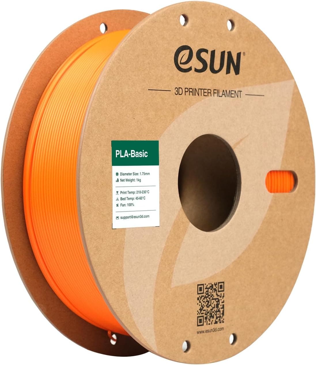 eSUN eSUN PLA Basic Filament 1.75mm, 3D Printer Filament High Speed PLA for Fast Printing, 1KG Spool (2.2 LBS) 3D Printing Filament for High Speed 3D Printers, Orange