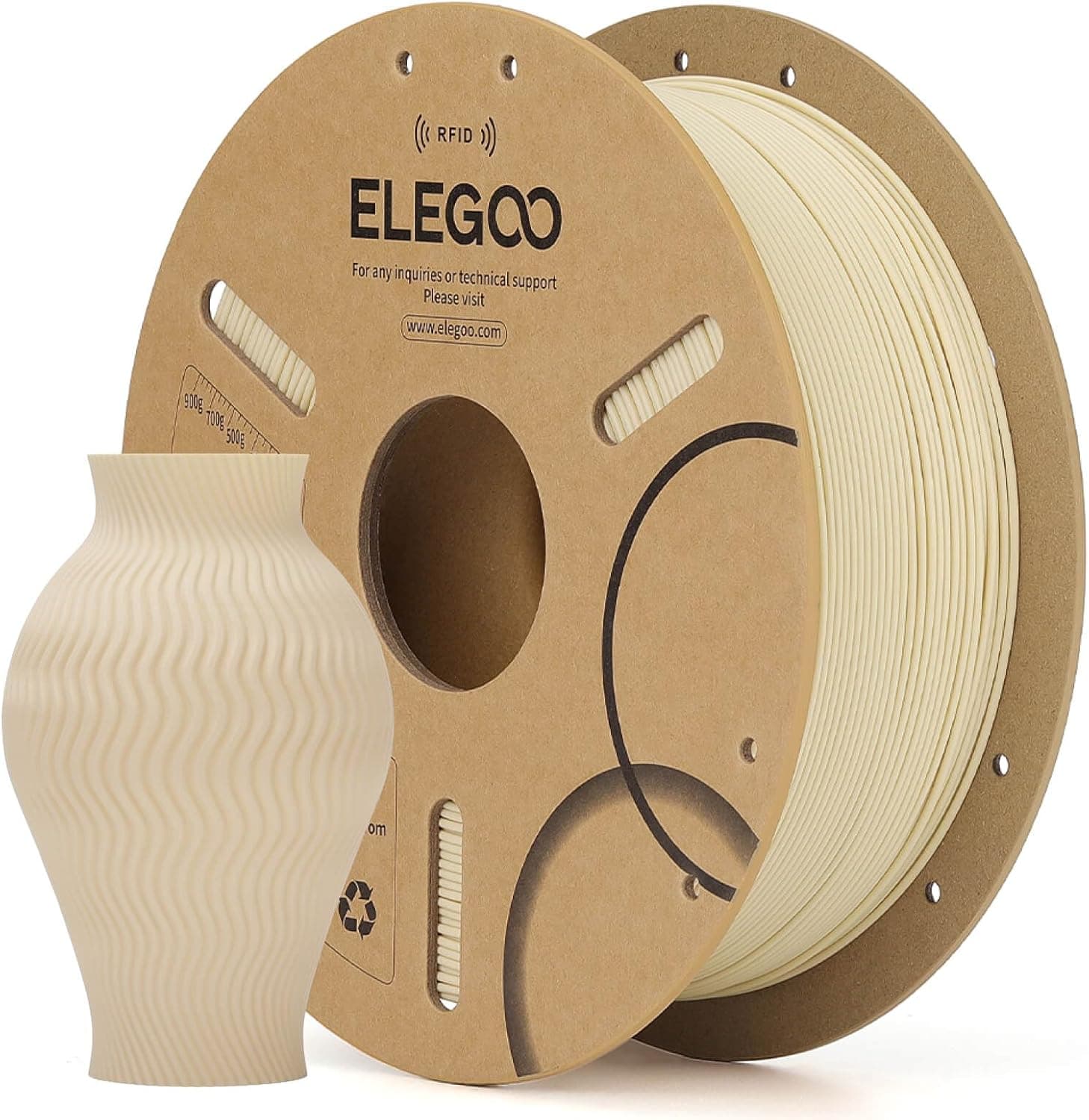 ELEGOO ELEGOO RFID PLA Filament 1.75mm Beige 1KG, Auto Identification 3D Printer Filament Compatible with Canvas, Dimensional Accuracy +/-0.02mm, 1kg(2.2lbs) Spool for Most 3D Printers