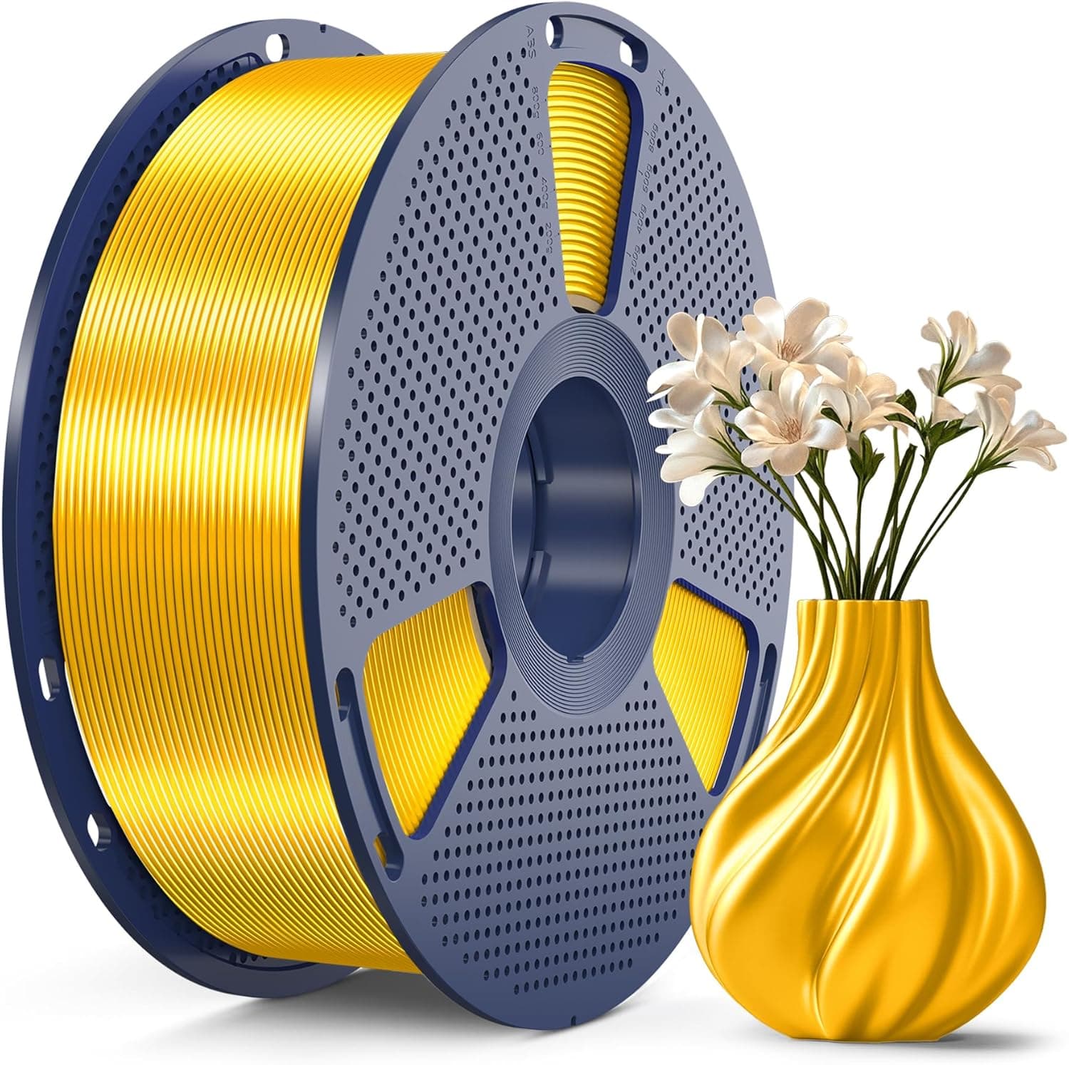 SUNLU SUNLU 3D Printer Silk Filament,Shiny Silk PLA Filament 1.75mm, Smooth Silky Surface, Great Easy to Print for 3D Printers, Dimensional Accuracy +/- 0.02mm, Silk Light Gold 1KG